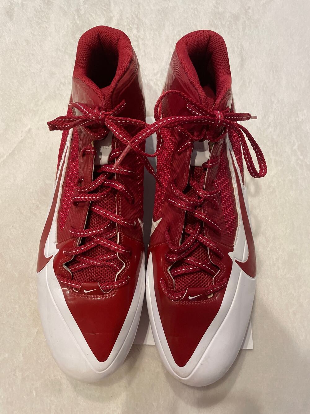 NIKE Alpha Pro FlyWire Football Cleats 599025-161 Men's 15 Mid Cut Red White